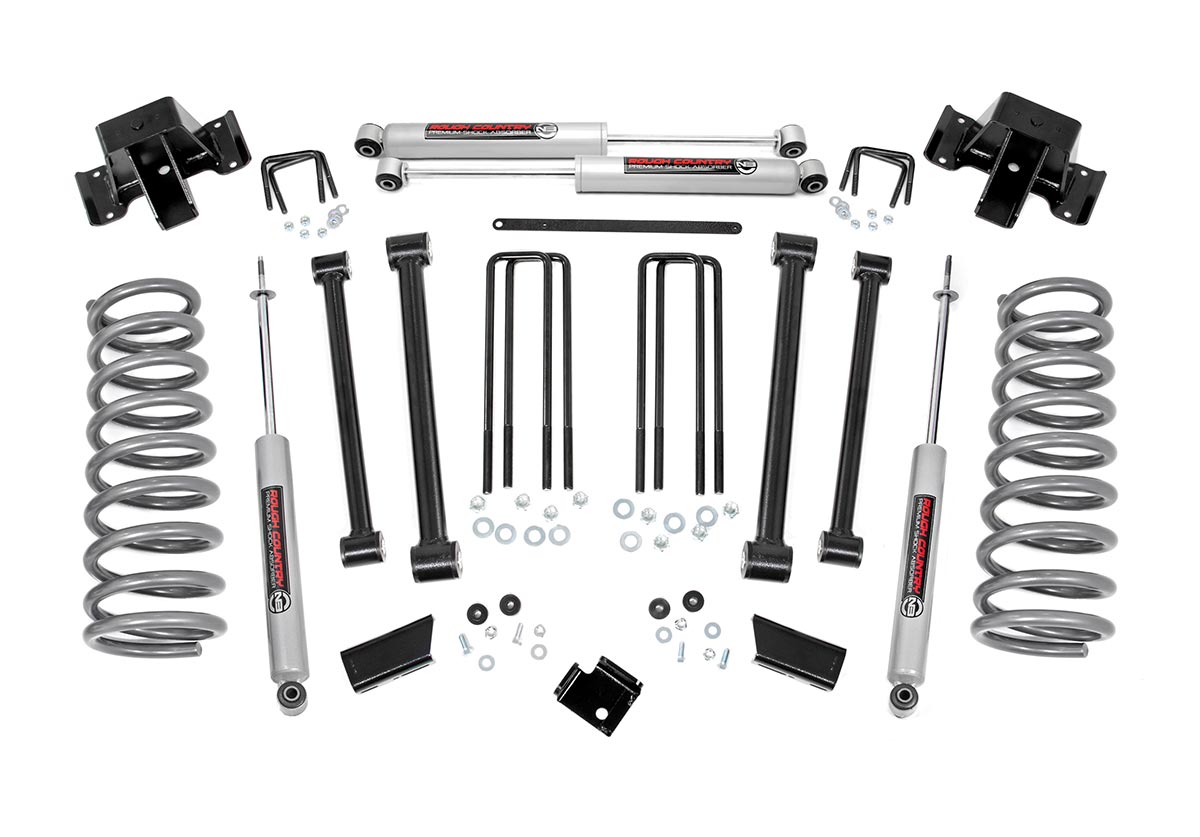Dodge Ram 2500 Suspension Lift Kit - Rough Country - 3 Inch Lift + Available Shock Options (N3, V2 Monotube, M1 Monotube) - '94-'02